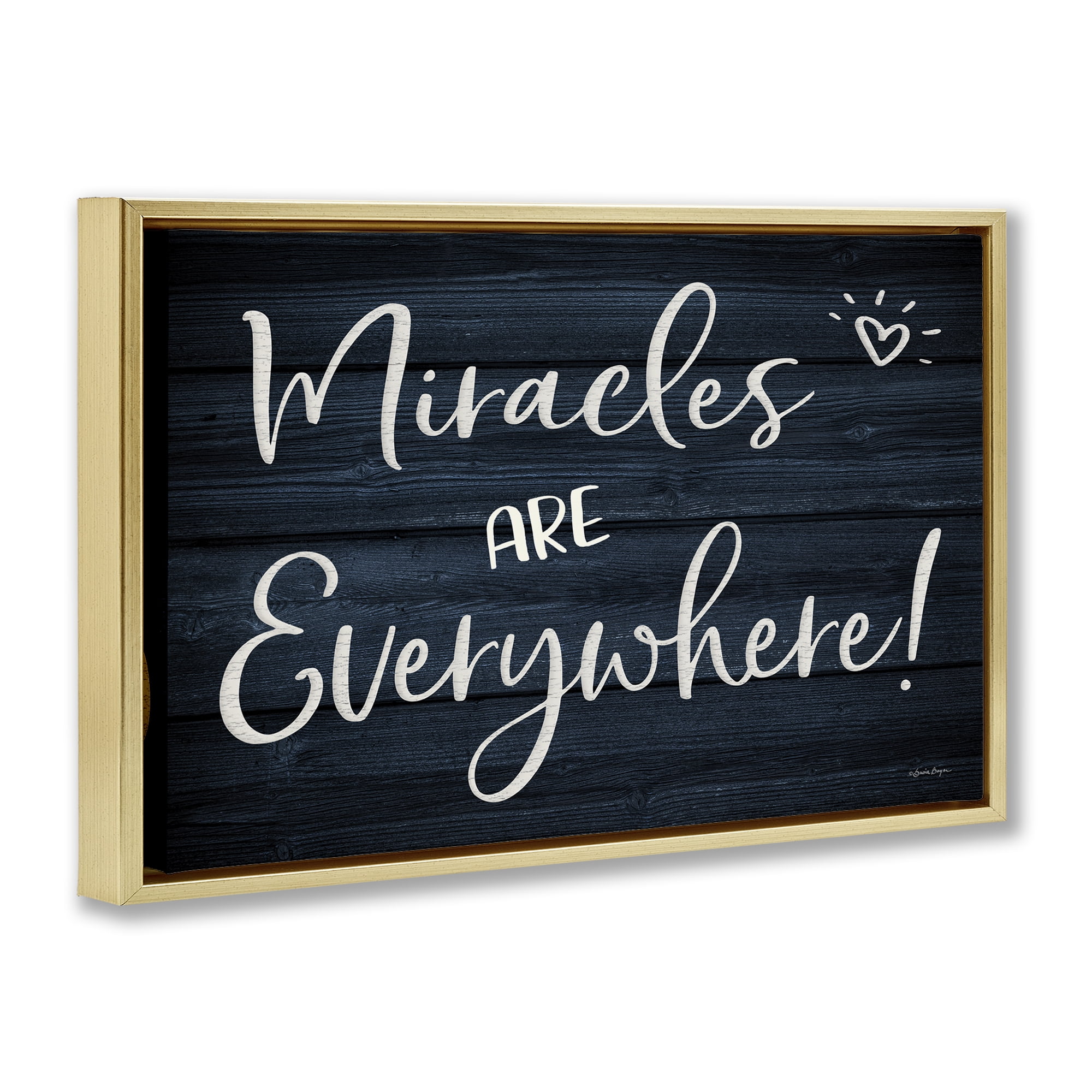 Stupell Industries Miracles Are Everywhere Text & Numbers Painting Gold Floater Framed Canvas Art Print Wall Art, 31 x 21