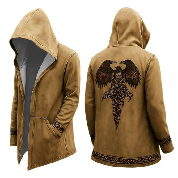 Wdgfv Nordic Myth for Men Medium Length Cardigan with Hood 3D Printed Cool Coat Biker Jacket Spring/Summer Sweatshirt Gift