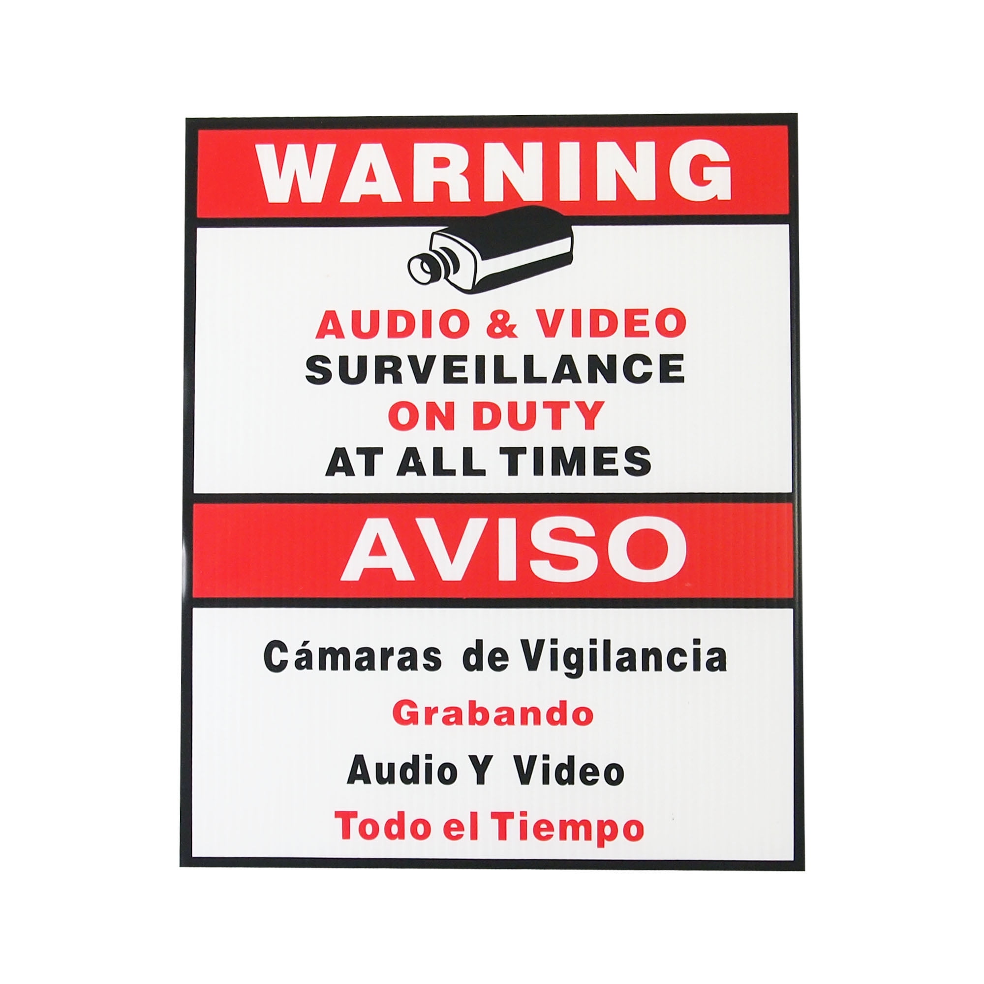 Security Surveillance Warning 24 Hr Sign 8x12 Spanish Eng  BUY 3 OR MORE 25% OFF 