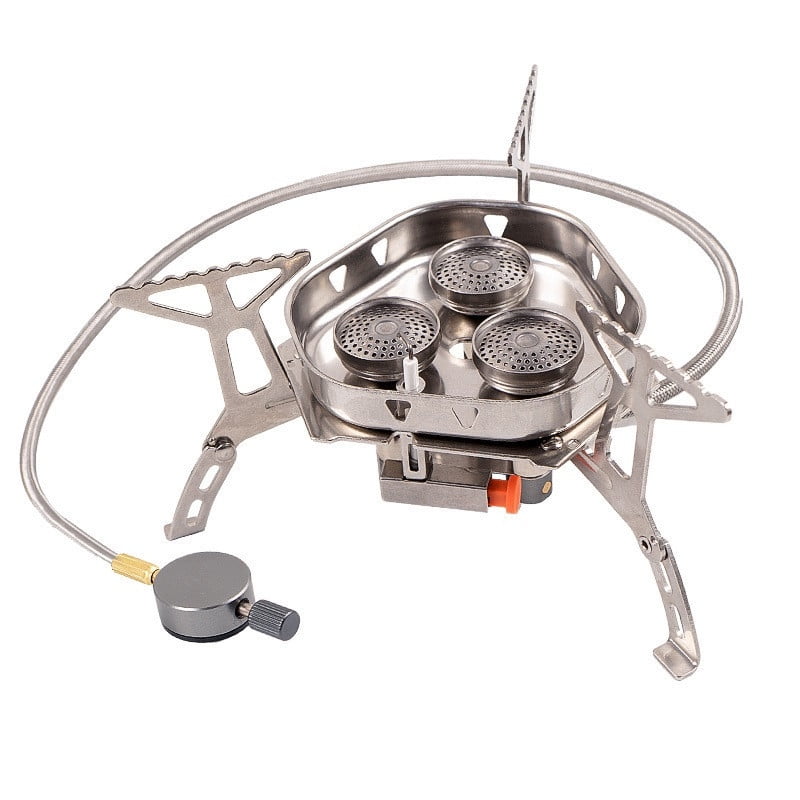 Portable Camping Gas Stove with Windproof Folding Burner and Igniter for Outdoor Cooking, Hiking, Backpacking, Picnic, and Emergency Use