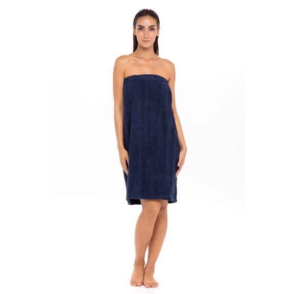 Women's Wrap with Adjustable Closure 100% Terry Spa Body Wrap Shower Bath Towels Navy S/M