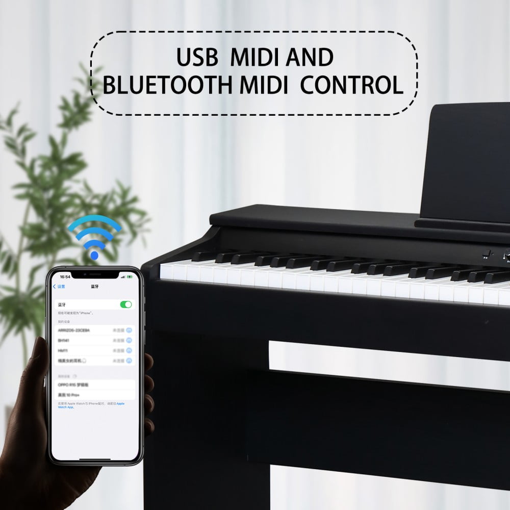 88 Keys Full Weighted Keyboard, Electric Digital Piano with Soft/Sustain/Sostenuto Pedals, Dual Bluetooth and 2 Stereo Speakers for Beginner, Professional, GDP-105, Black