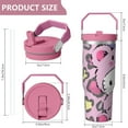 thumbnail image 4 of 30oz Hello Kawaii Cat Cute Stainless Steel Tumbler with Lid and Straw,Spill Proof Travel Cup Double Wall Vacuum Insulated Coffee Mug with Top Handle Pink, 4 of 7