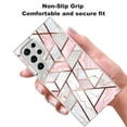 thumbnail image 3 of Samsung Galaxy S22 Ultra Case, Rosebono Hybrid Bling Glitter Sparkle Laser Pink Polygon Geometric Marble Graphic Cover Case for Samsung Galaxy S22 Ultra, 3 of 4