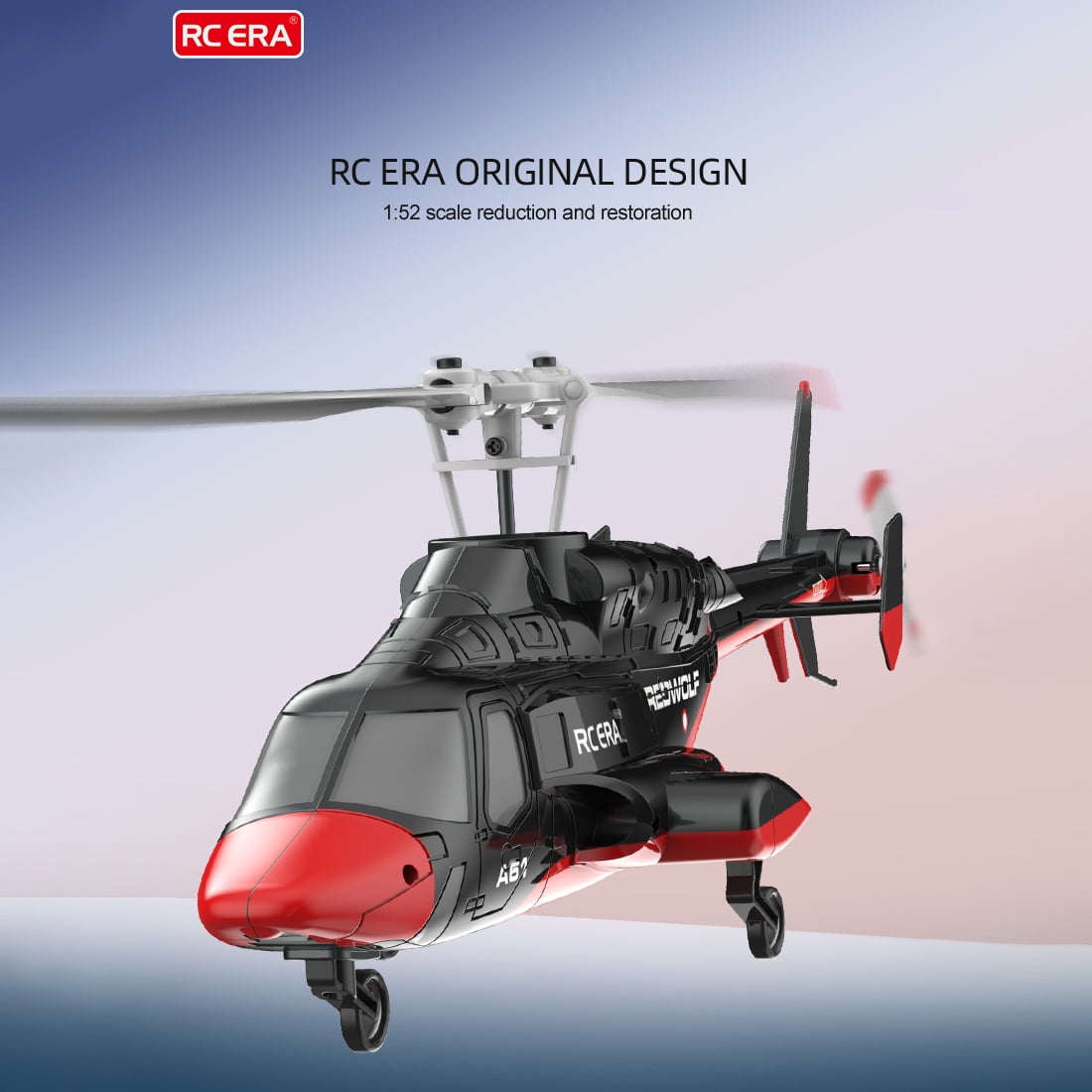 RC ERA A61 RC Helicopter for Adults, 1/52 Scale 2.4G 4CH Little Air-Wolf Remote Control Helicopter with One-Key Takeoff/Landing, Gift for Adults & Teens