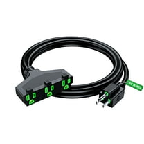 Maximm Cable 6 ft Safety Extension Cord with Multiple Outlets Black 14/3 SJTW, 14 Gauge Heavy Duty Indoor Power Cords ETL