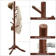 thumbnail image 5 of 8 Hooks Coat Rack Solid Wood Free Standing Coat Rack with Tree-Shaped Coat Rack 3 Height Options for Clothes Hats Bags for Living Room Bedroom Home Office Dark Walnut, 5 of 8