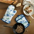 thumbnail image 2 of Martha Stewart Amber Floral Oven Mitt & Pot Holder Set 2-Pack, Blue/Green, OM: 7"x13" & PH: 7"x10", 2 of 14