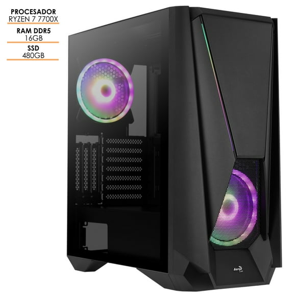 PC gamer ultra AMD Ryzen 7 7700X Super Tienda  RAM 16GB DDR5 SSD NVMe 480GB 600W enfriamiento liquido 240mm