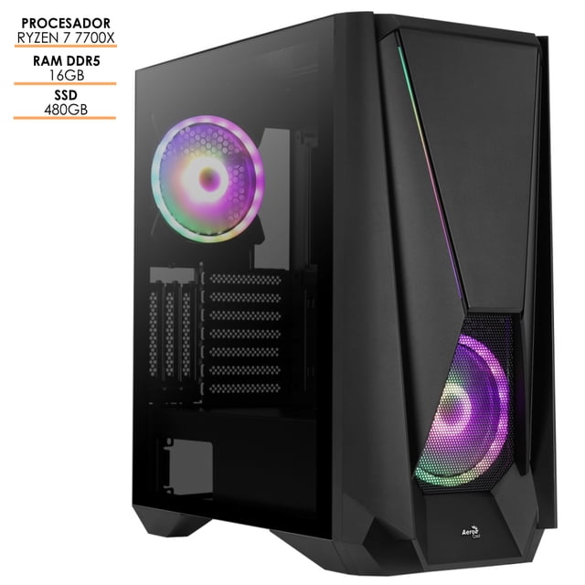 PC gamer ultra AMD Ryzen 7 7700X Super Tienda RAM 16GB DDR5 SSD NVMe 480GB 600W enfriamiento liquido 240mm