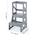 thumbnail image 5 of SKYSHALO Toddler Natural Pine Wood Kitchen Helper Step Stools, 34 inc, 5 of 9