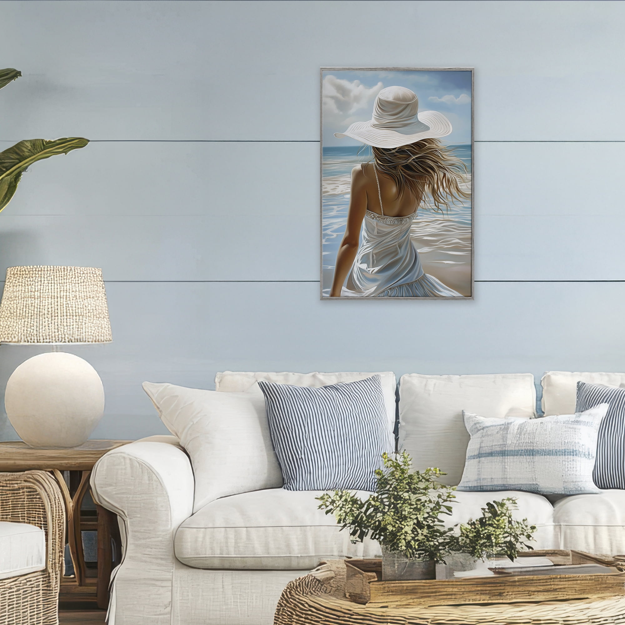 Stupell Industries Day Dreaming Summer Beach Gray Framed Giclee Art, design by Imagine It Images