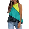 thumbnail image 1 of Gibobby Mujeres Casual Impreso Encaje Cuello redondo Ruffle Hem Chaleco Camisole Swing Neck Printed Summer Tops(Verde de menta,G), 1 of 4