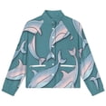 thumbnail image 4 of Jackets for Women Winter Coat Jackets Flannel Stand Collar Jacket(Dolphin Dark Blue Background,Size:S-4XL), 4 of 7