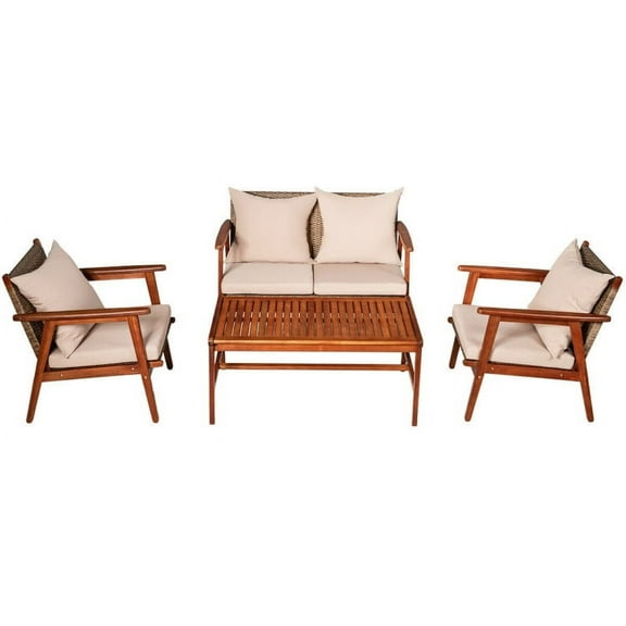 Yardi Yard Patio Furniture 3 Pieces Patio Wicker Rattan Furniture Set, Outdoor Wicker Rattan Chairs Garden Backyard Balcony Porch Poolside loveseat with Cushion for Lawn Backyard-Red