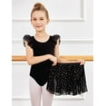 thumbnail image 3 of Oudiya Girls Ballet Leotards Ruffle Sleeve Bow Back Toddler Dance Outfits Leotard with Removable Shinny Skirt Combo 3-11Y, 3 of 9