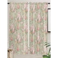 thumbnail image 2 of Living Room Curtains 72 Inches length, Pink Flowers Window Treatment Curtain Drapes, Green Country Botanical Floral Leaves Light Filtering Drapes for Bedroom Laundry Room, 52"x72", 2 Panels, 2 of 7