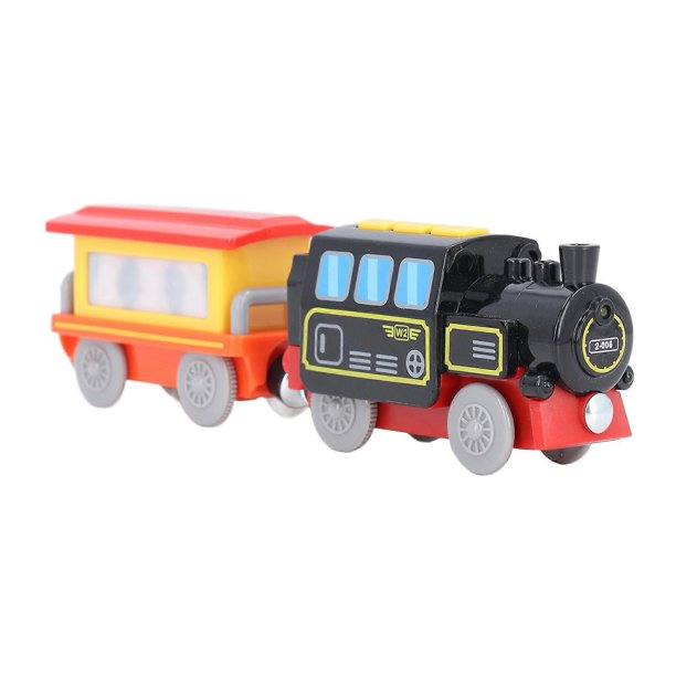 Train Électrique à Piles Pour Enfant – Locomotive Jaune Avec Wagons Et Aimants, Compatible Rails En Bois, Jouet Éducatif Dès 3 Ans