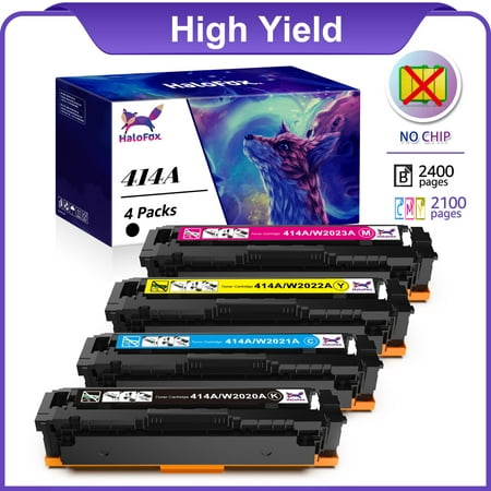 4X 414A Toner Cartridges(NO Chip)Replacement for HP 414A 414X W2020A W2021A W2022A W2023A for HP Color Pro MFP M479fdw M479fdn M454dw M454dn Ink (Black Cyan Magenta Yellow)