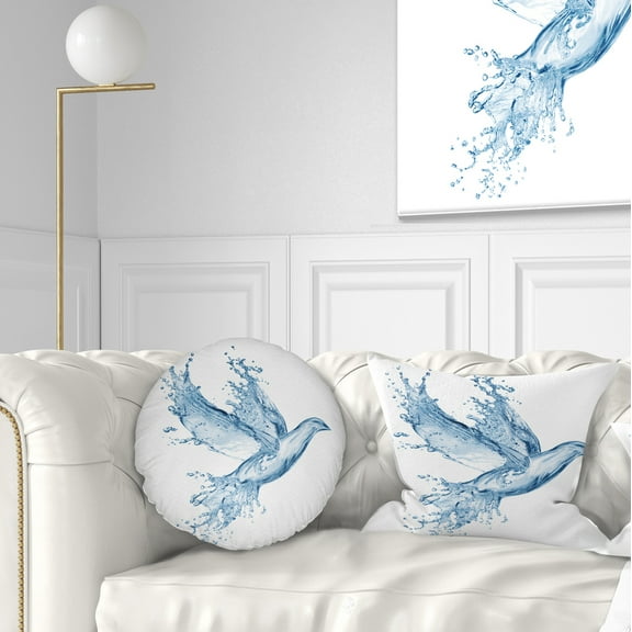 Designart Dove from Water Splashes - Animal Throw Pillow - 12x20