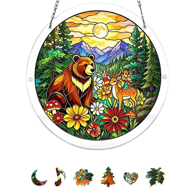 Acrylic Jigsaw Puzzle Suncatcher,Window Suncatcher Acrylic Puzzle,Unique DIY Emerald Flame Hummingbird Sun Catcher PuzzleKit,Sun Catcher AcrylicPuzzles Garden Decoration for Window Garden Hanging