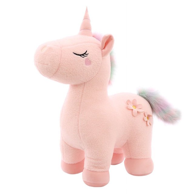 JM Peluche de unicornio Kawaii rosa para niños y niñas, juguete de peluche de animales suaves, muñecos de caballo, almohada, regalos de cumpleaños JM JM