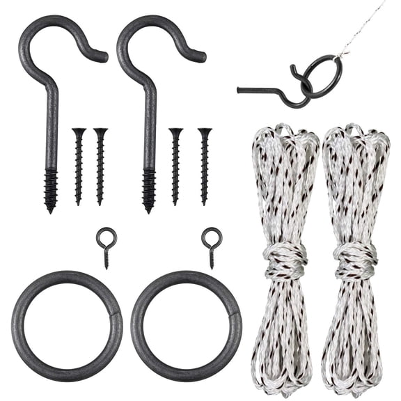 2 Set Hook and Ring Toss Game Hardware Set,Include Nylon String,Mounting Screws,Ring and Iron Hook for DIY Indoor or Outdoor Family Fun(2set)$$Sport & Recreation Other