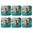 thumbnail image 2 of Pofeuu Underwater Swimming Duck Print Leather Coasters Set of 6, Round Cups Mugs Mat Pad for Home Kitchen Heat Resistant Drink Coasters,Square, 2 of 7