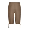 thumbnail image 6 of Hurxie Men's Long Linen Shorts Below Knee Pocketed 3/4 Summer Drawstring Capri Pant Coffee,3XL, 6 of 7