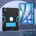 thumbnail image 3 of Dteck Case for iPad Air 13 inch 2025/2024,Shockproof Silicone + PC 3-Layer Protection Kickstand Case Heavy Duty Cover for iPad Air 13-in. M3/M2,Black+Blue, 3 of 7