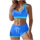 thumbnail image 2 of Traje de baño de dos piezas con abertura en la parte inferior para mujer, de color sólido, de poliéster, 2 of 8