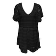 thumbnail image 5 of Swimsuit Coverup for Women Short Sleeve V Neck Lace Eyelet A Line Mini Dress Beach Cover Up Bathing Suit Dress, 5 of 5