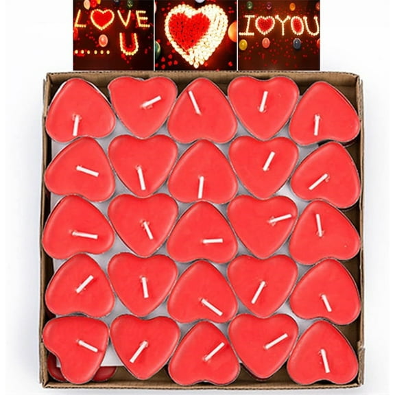 NOGIS 50pcs Heart Shaped Candles,Red Smokeless Tealight Candles Decorations for Birthday, Proposal, Wedding, Party, Valentines Day and Christma Tea Light Candles (Red)