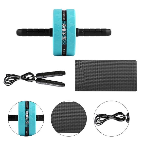 IDEANATEGRATE Ab Roller Wheel Tpr PP Stainless Steel for Fitness Use Easy Assembly Blue 1Set
