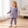 thumbnail image 5 of NIEWTR Toddler Girl Girl Matching Set 2PCs Long Sleeve T-Shirt + Stretchy Full Length Pants Breathable Pajamas for 2T-5T Gift Set(A-Light Purple,18-24 Months), 5 of 9
