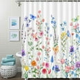 thumbnail image 6 of Colorful Floral Watercolor Flower Shower Curtain Set, Butterfly Wildflower Plant Waterproof Polyester Shower Curtains with 12 Hooks for Bathroom, Washable Bathroom Accessories Bathtub Decor 72" x 72", 6 of 6