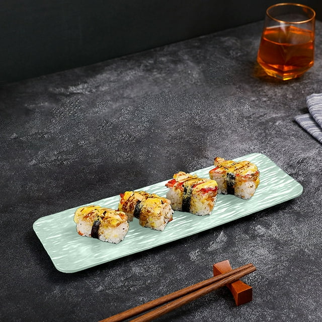 Sushi Plate,Rectangular Plates,Long Serving Trays for Sushi,Pasta,Chips,Appetizer,Cake,Rectangle White Serving Tray for Party,Long Rectangle Plates Cracker Trays for Serving Party Entertaining