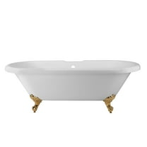 Halifax 70 Inch Acrylic Double Ended Clawfoot Tub - Rim Faucet Drillings - Imperial Ball & Claw Feet