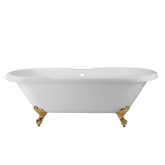 Halifax 70 Inch Acrylic Double Ended Clawfoot Tub - Rim Faucet Drillings - Imperial Ball & Claw Feet
