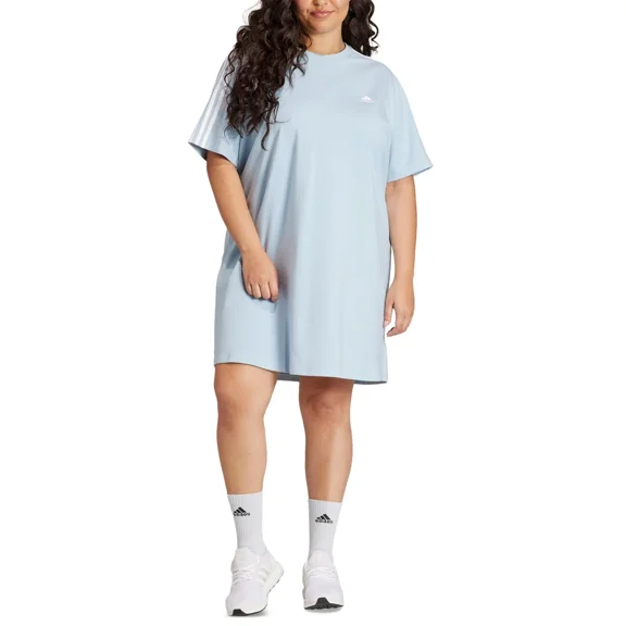 Adidas Women Regular fit Short Sleeve T-Shirt Dress 3X Blue Solid