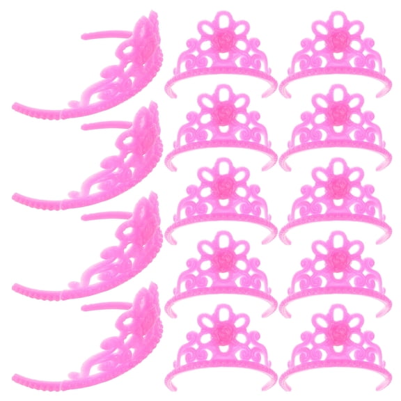 WRITWAA 20Pcs Pink Doll Crown Jewelry Plastic Transform Appearance For Dress-up Activities