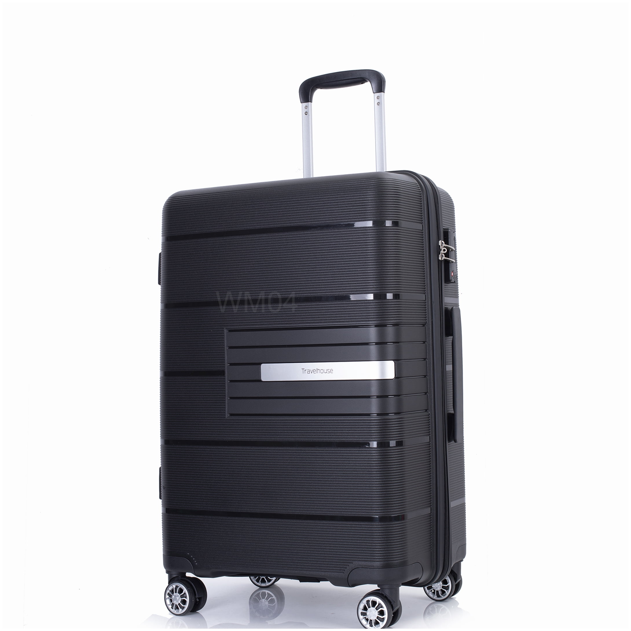 MANGIJOY 3-Piece Hardshell Spinner Luggage Set | TSA Lock, Lightweight ABS, 360° Wheels for Checked &; Carry On Travel (Black)