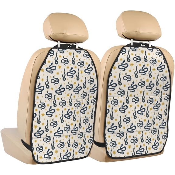 Xecao Snake Pattern Car Seat Back Protector 2 Pack Large Capacity Pocket, Kick Mats Back Seat Protector