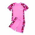 thumbnail image 2 of ZACPNCV Boys UPF 50 and Rash Guard Set Short Sleeve Dinosaur Print Two Piece Swimsuit Bathing Suit Beach Swimwear Pink 10-11 Years, 2 of 4