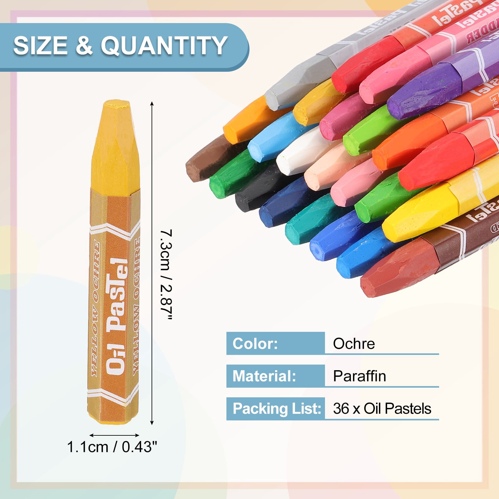 Uxcell Ochre Oil Pastels, 36Pcs Soft Oil Crayons Vibrant and Creamy Pastels Stick Art Supplies for Art Painting Drawing Blending Graffiti for Artists Beginners