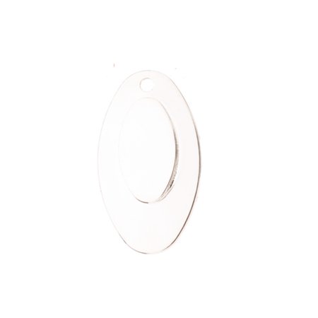 Platinum Plated Charm - Oval Plate Charm Platinum Finished Brass 21x12mm pack of 6 (3-Pack Value Bundle), SAVE $2