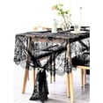 thumbnail image 4 of Black Lace Tablecloth Vintage Floral Lace Table Cloth Embroidered Lace Fabric Black Table Overlay for Halloween Vintage Table Cover Lace Table Linen Rustic Party Table Decor 60x120 Inch, 4 of 4