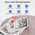 thumbnail image 2 of Projection Alarm Clock for Bedroom with RGB Night Light,7In Large LED Display,Dual Alarms,Temperature&Humidity,Snooze B, 2 of 7