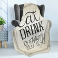 thumbnail image 4 of Eat Drink and Be Merry Soft Flannel Fleece Blanket, Old Fashion Classic Lifestyle Vintage Christmas Message, Cozy Plush for Indoor and Outdoor Use, 50" x 60", Beige and Charcoal Grey, by Ambesonne, 4 of 5