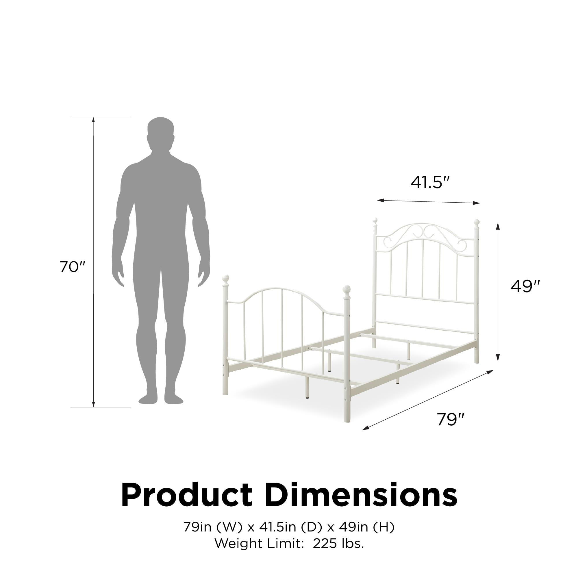 DHP Metal Bed, Bedroom Furniture, Twin Size Frame, White